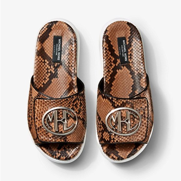 Michael Kors Jennifer Python Leather Slide Sandal - Picture 2 of 7